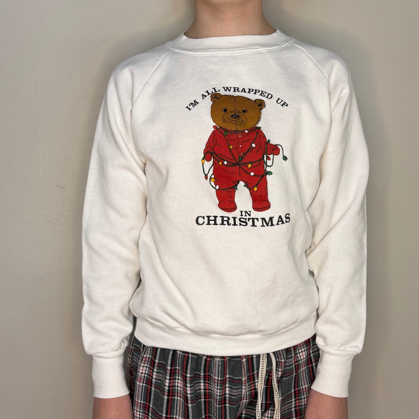 1990s Kids Christmas Teddy Bear Sweatshirt, I’m All Wrapped Up in Christmas, Schooner Bay Youth Large