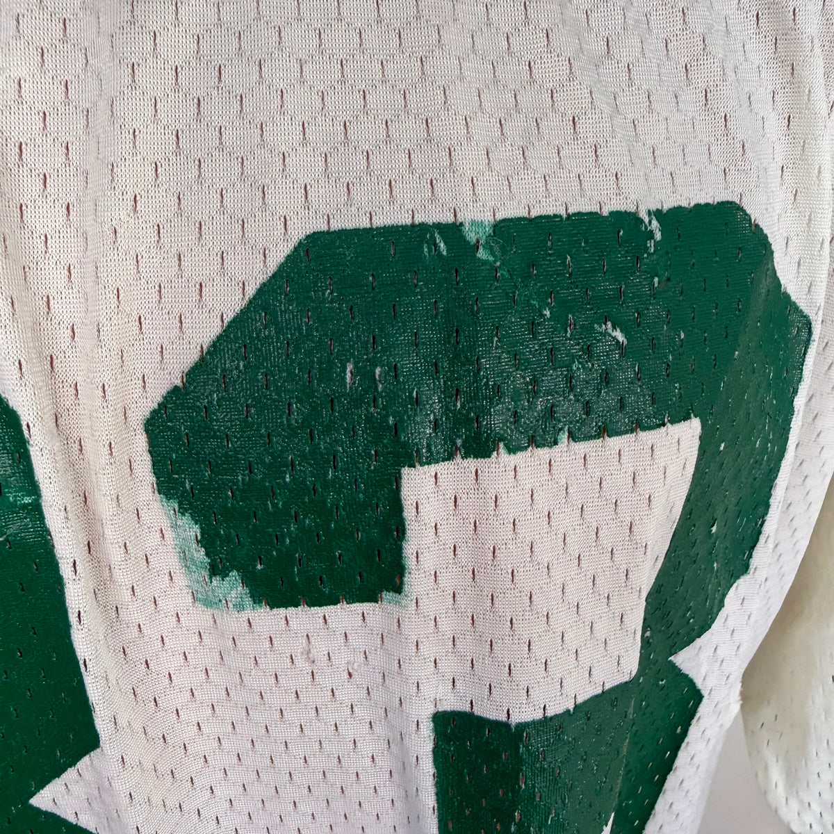 1970s White and Green Mesh Jersey, Southern Athletic Size Large, No. 33