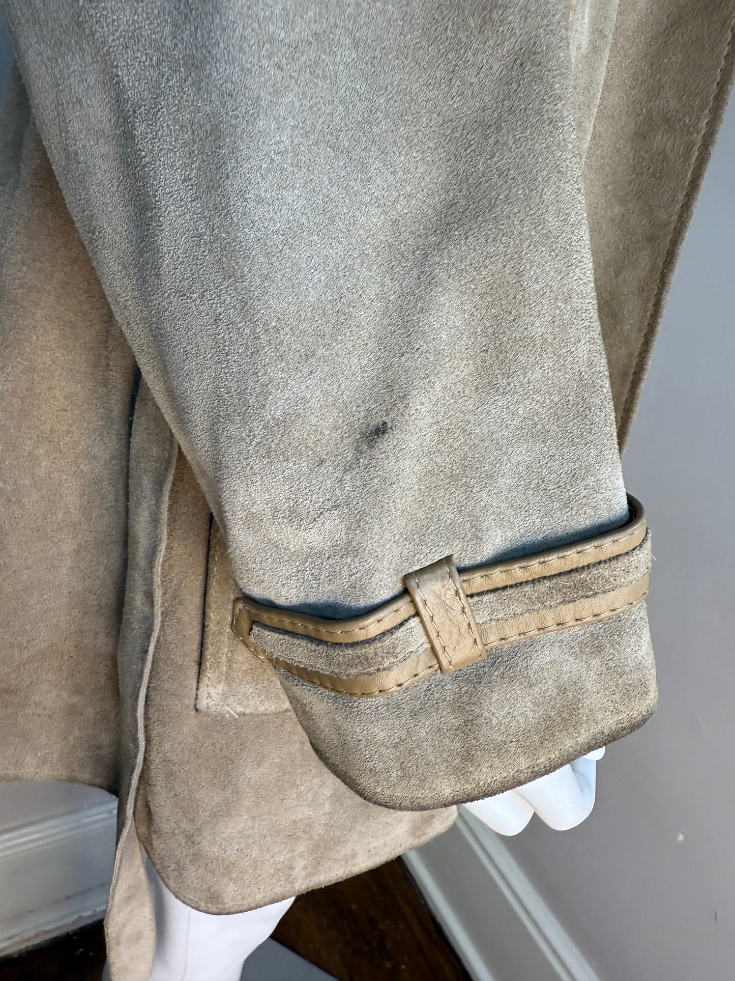 1970s Leather Coat with Lamb Fur Collar, Size Small, Penny Lane