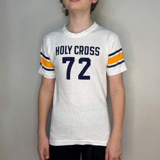 1970s Kids' Holy Cross 72 Jersey T-Shirt, Champion Size Youth Large/Adult XS