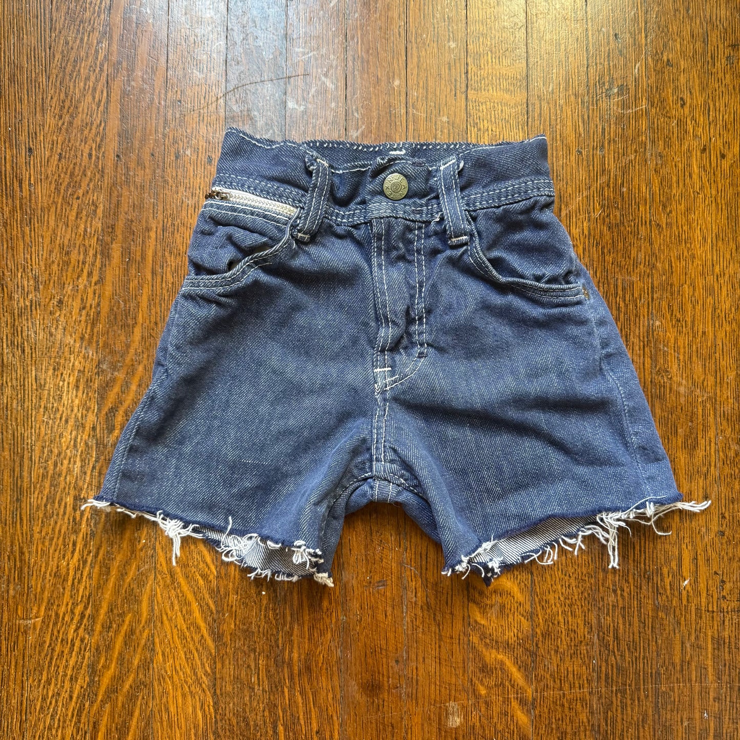 1960s Kids’ Blue Jean Cut Off Shorts, Mann Ranch Tex’N’Jeans Size 3 Slim, A Cone Mills Fabric, Selvedge Denim