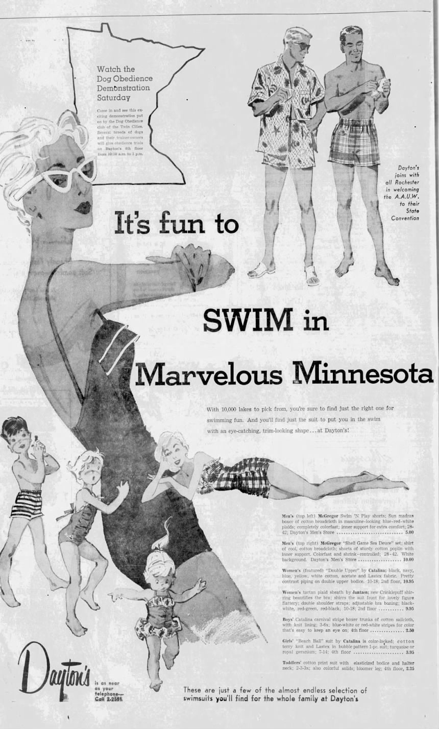 1950s Men’s Red Plaid Swim Trunks, McGregor Swim n Play Size Small, Cotton Swimsuit Shorts