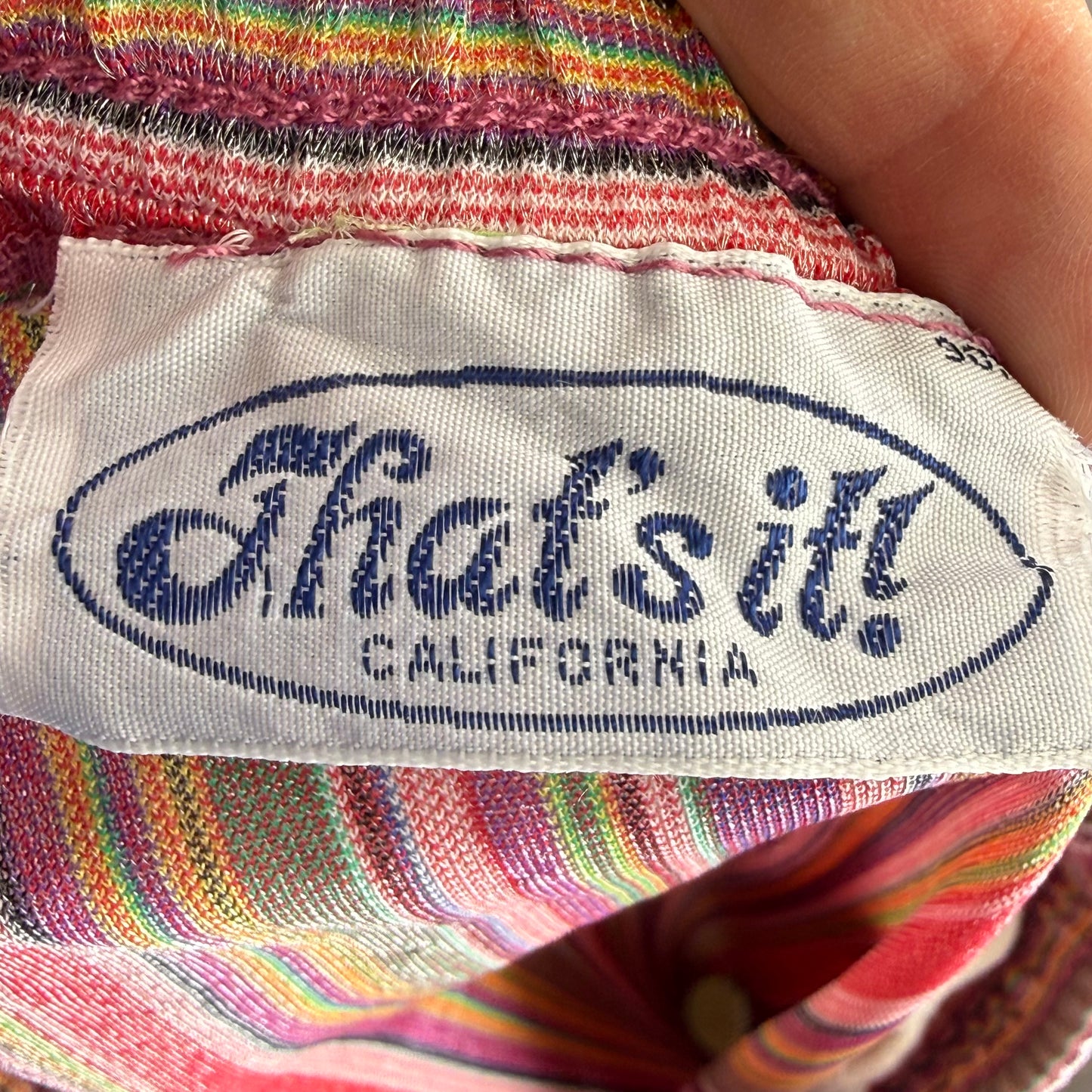 1970s/80s Metallic Rainbow Stripe Disco Skirt, That’s It! California Size X-Small