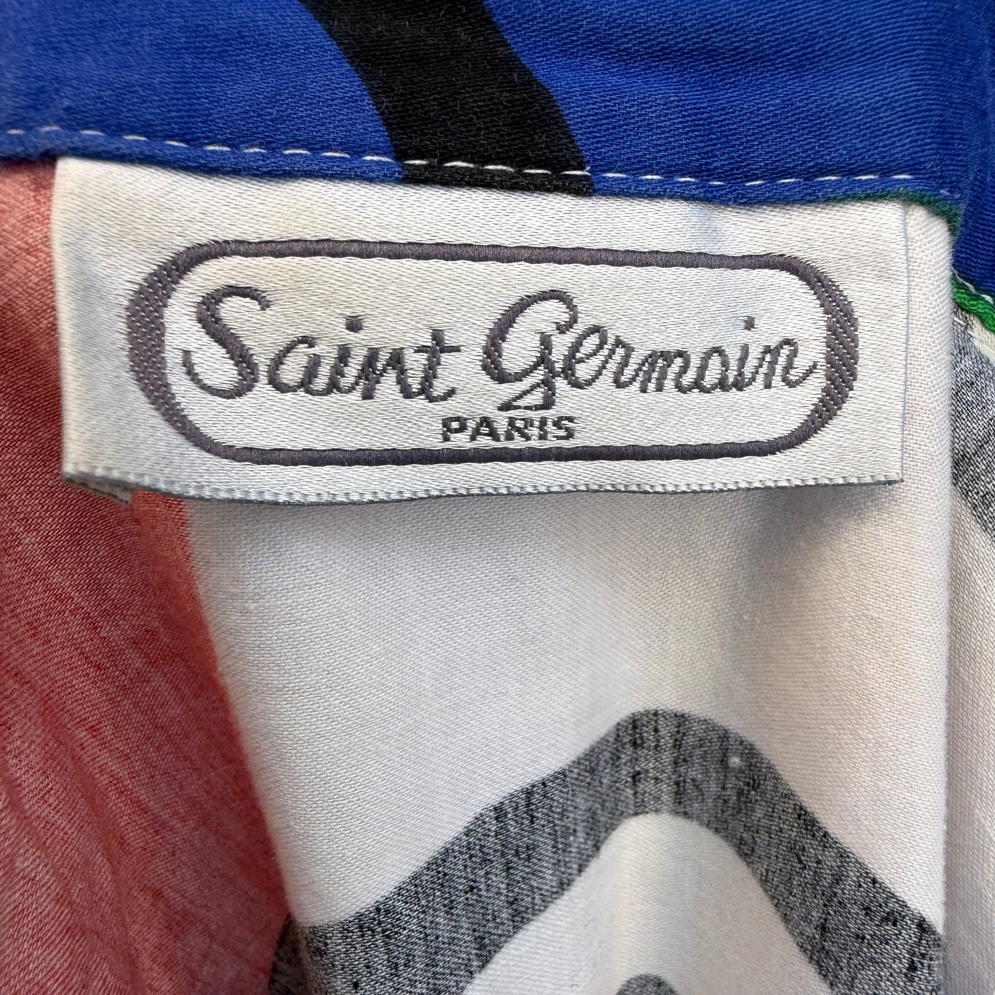 1980s Abstract Geometric Blouse, Saint Germain Paris Size Medium, Memphis Art Style