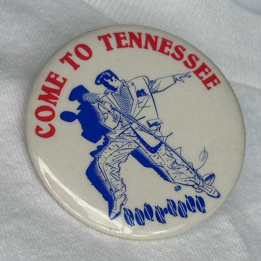 Vintage Come to Tennessee Pinback Button, 2.25", Elvis Rock & Roll