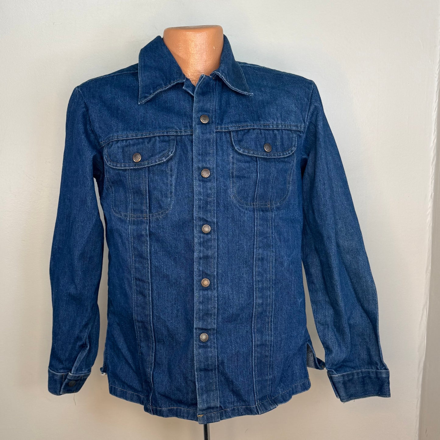 1970s Denim Shirt Jacket, Western, Size Small-Medium