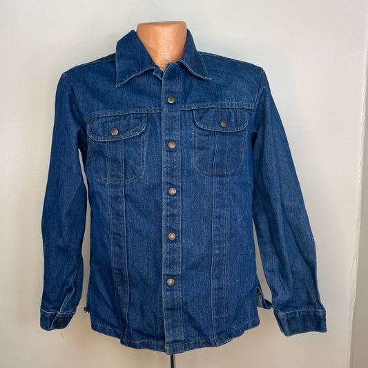1970s Denim Shirt Jacket, Western, Size Small-Medium