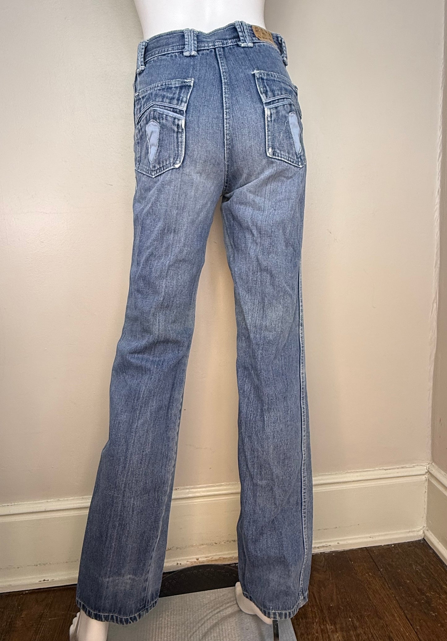 1970s Blue Jeans, High Rise, Straight Leg, Best Made Togs Size 0, 25"x33"