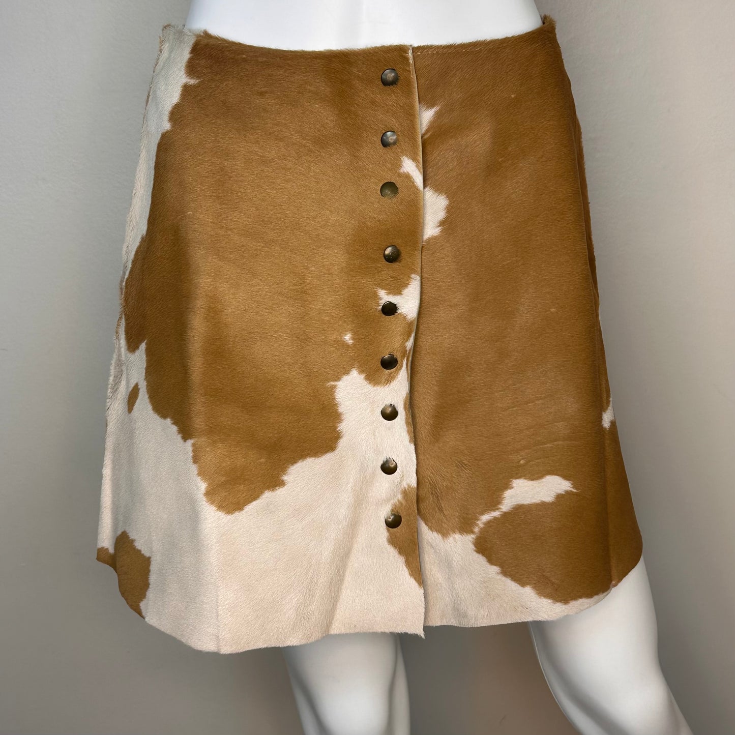 Y2K Leather Cow Print A Line Mini Skirt, Miu Miu Size Small