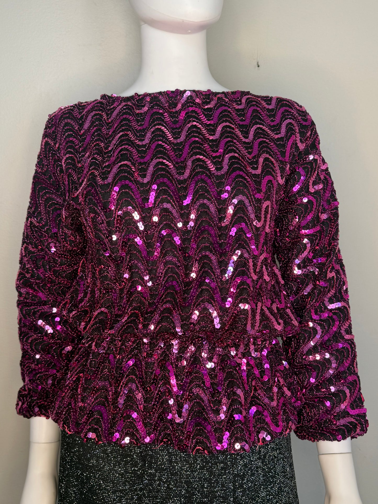 1970s/80s Pink Sequin Top, In Step Size Small