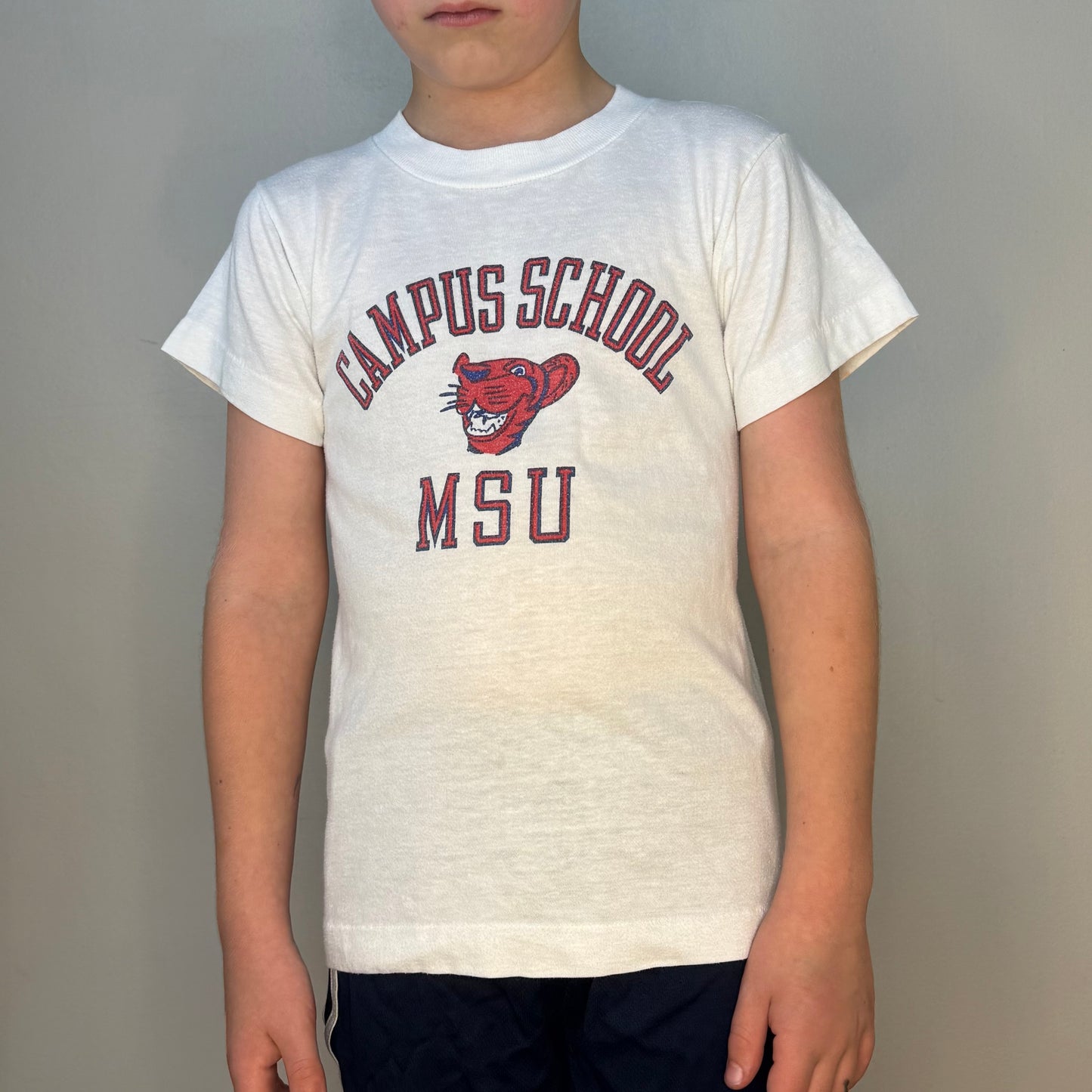 1970s Kids' Campus School MSU T-Shirt, Memphis Tigers, Champion Size 8