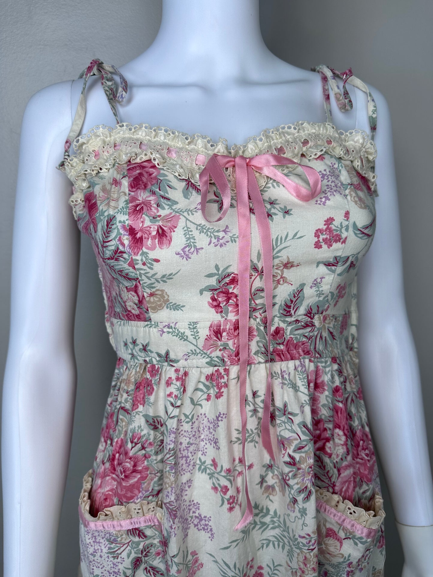 1970s Floral Maxi Dress, Young Edwardian by Arpeja Size Medium