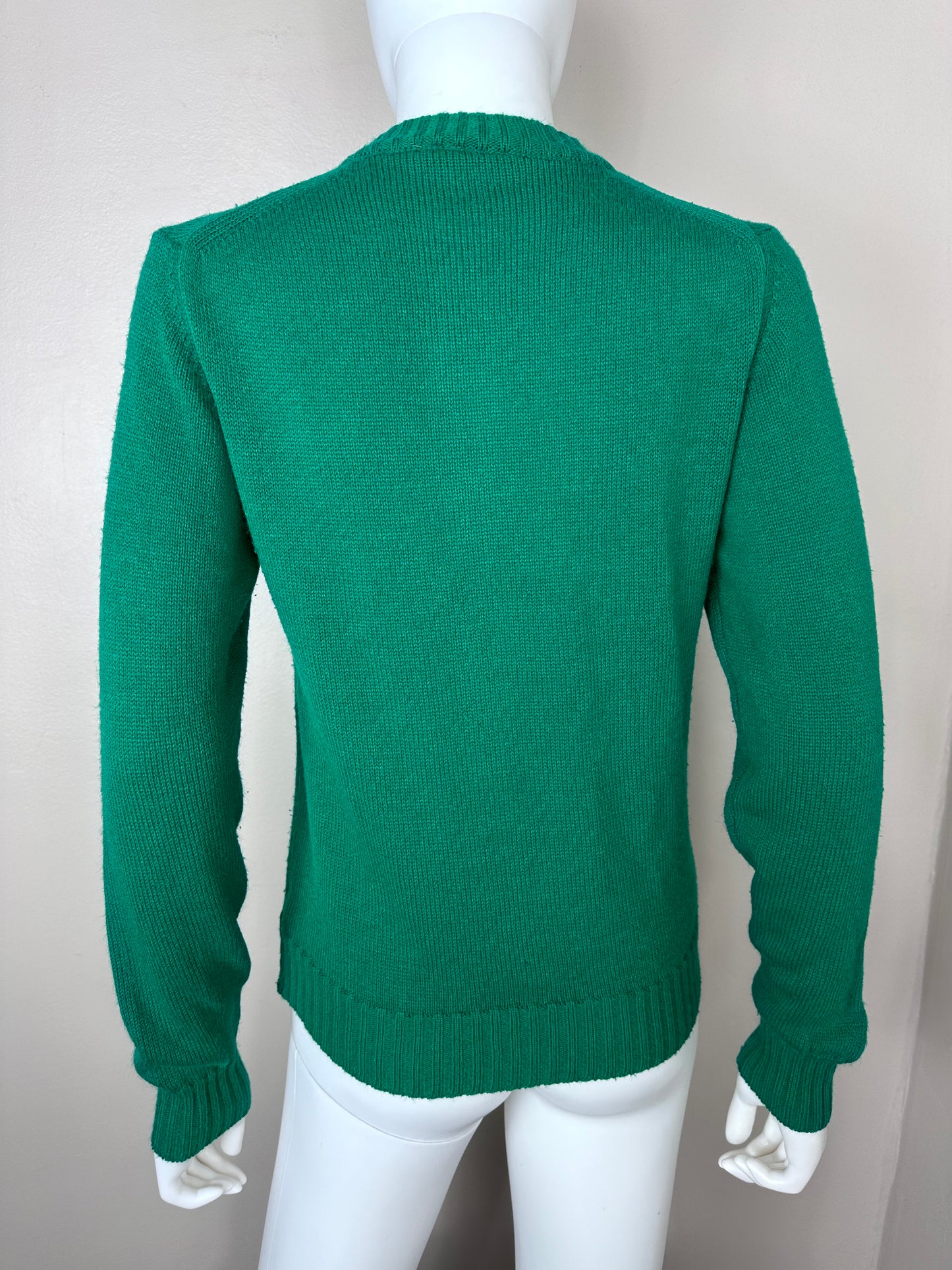 1980s Kelly Green Cardigan Sweater, Bizz Size Medium