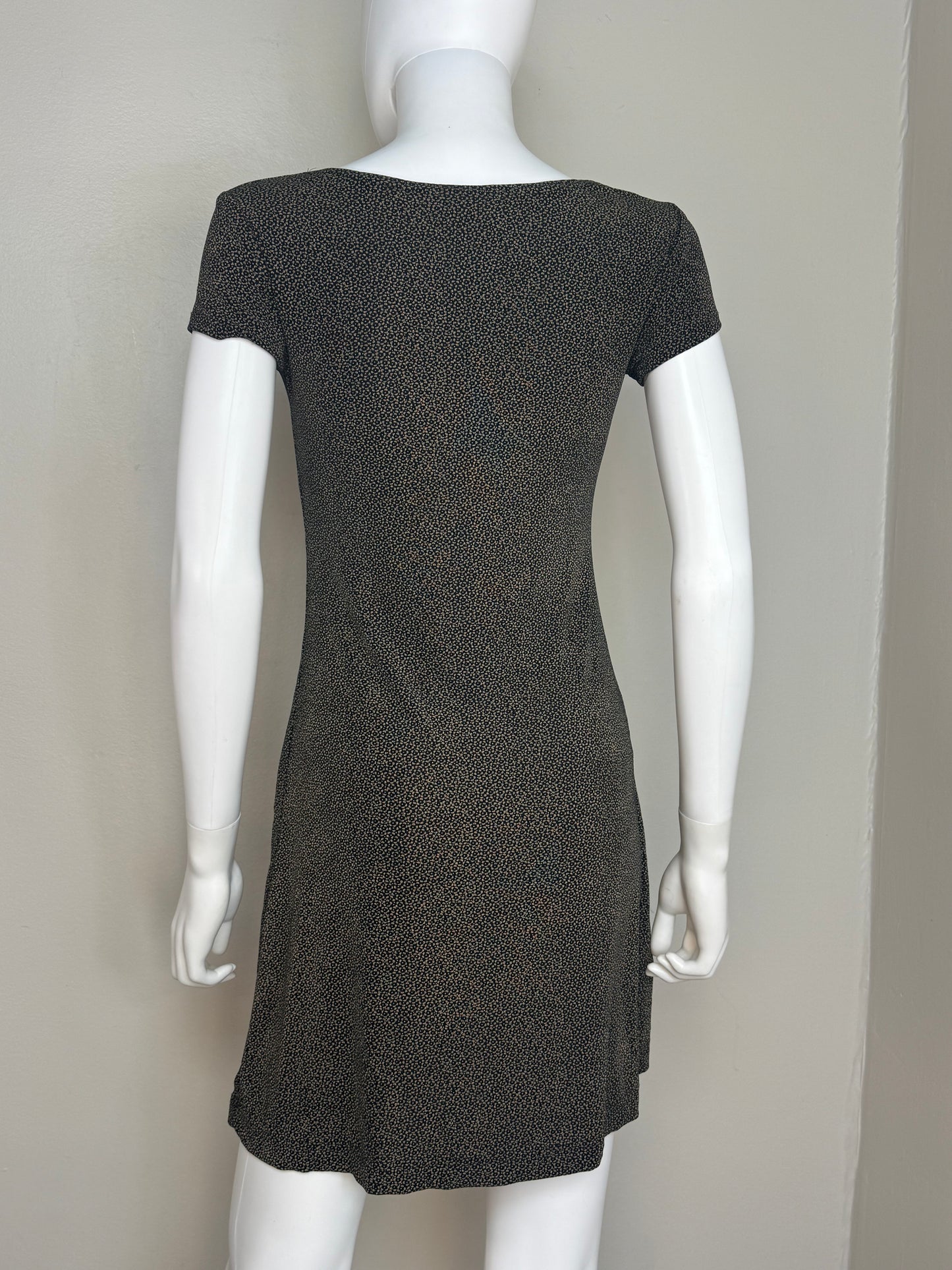 1990s Black Tiny Floral Knit Dress, All That Jazz Size Small
