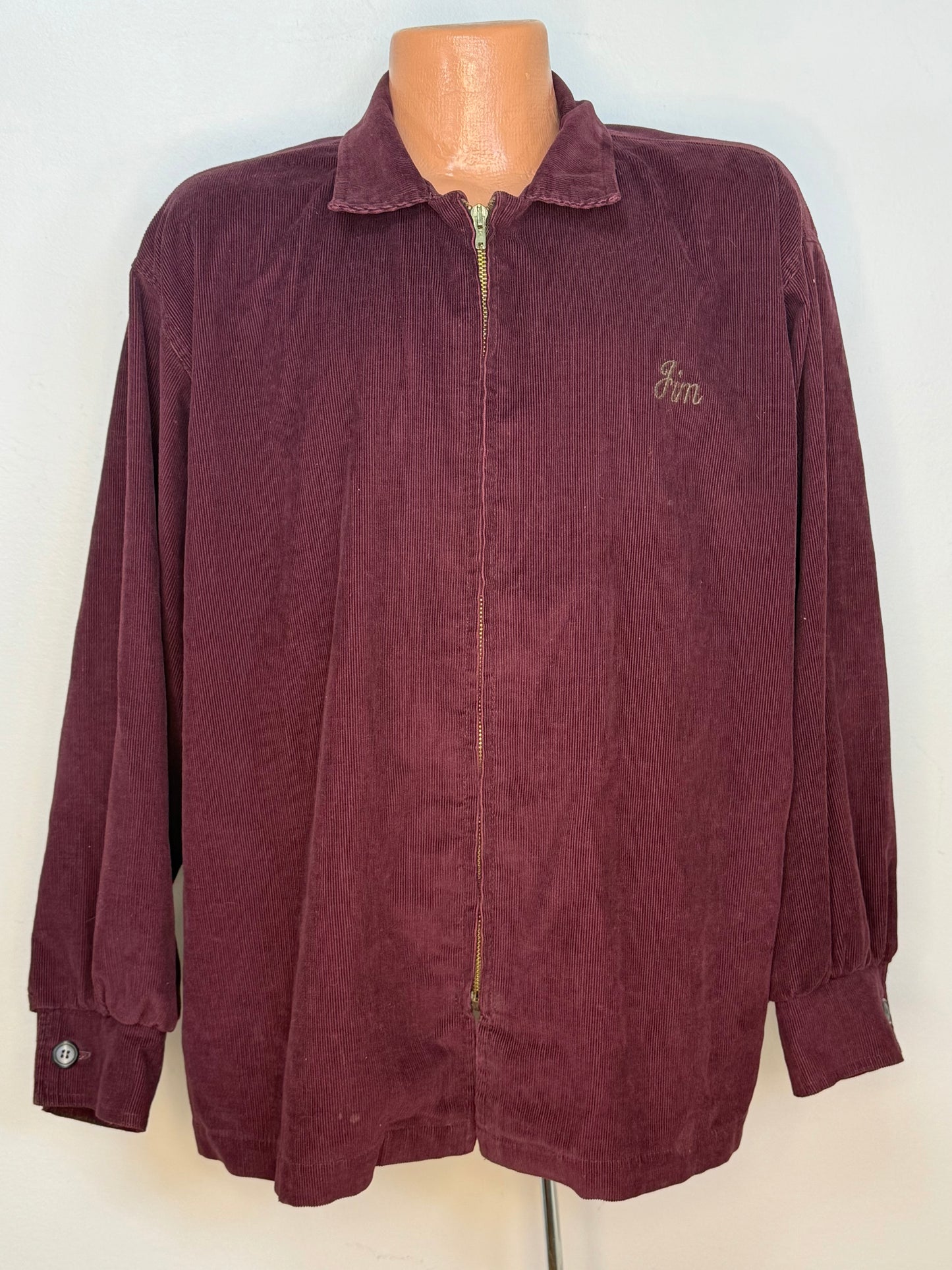 1960s/70s Burgundy Corduroy Jacket, Embroidered, Watsons Beagles, Size XL-2XL