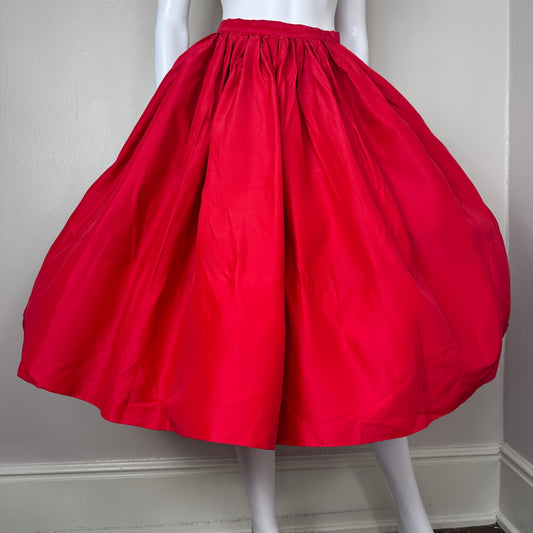 1950s Red Taffeta Skirt, Size XXS