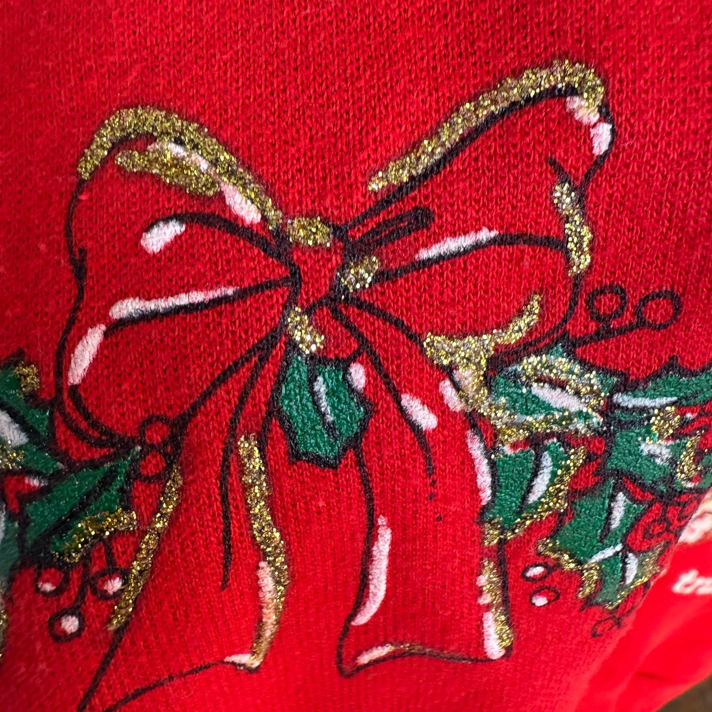 1990s Christmas Sweatshirt, Holiday Time Size M/L, Wishes Can Come True, Teddy Bear
