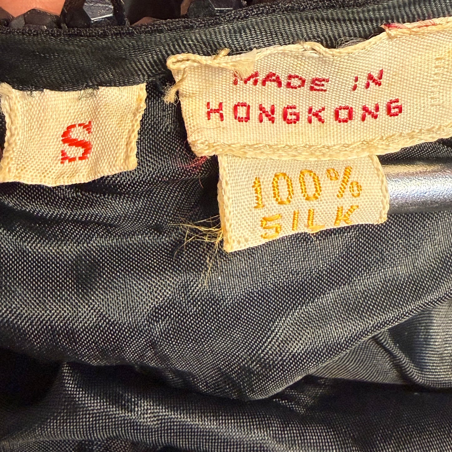 1960s Black Sequin and Beaded Cape, Silk Capelet, Size Small