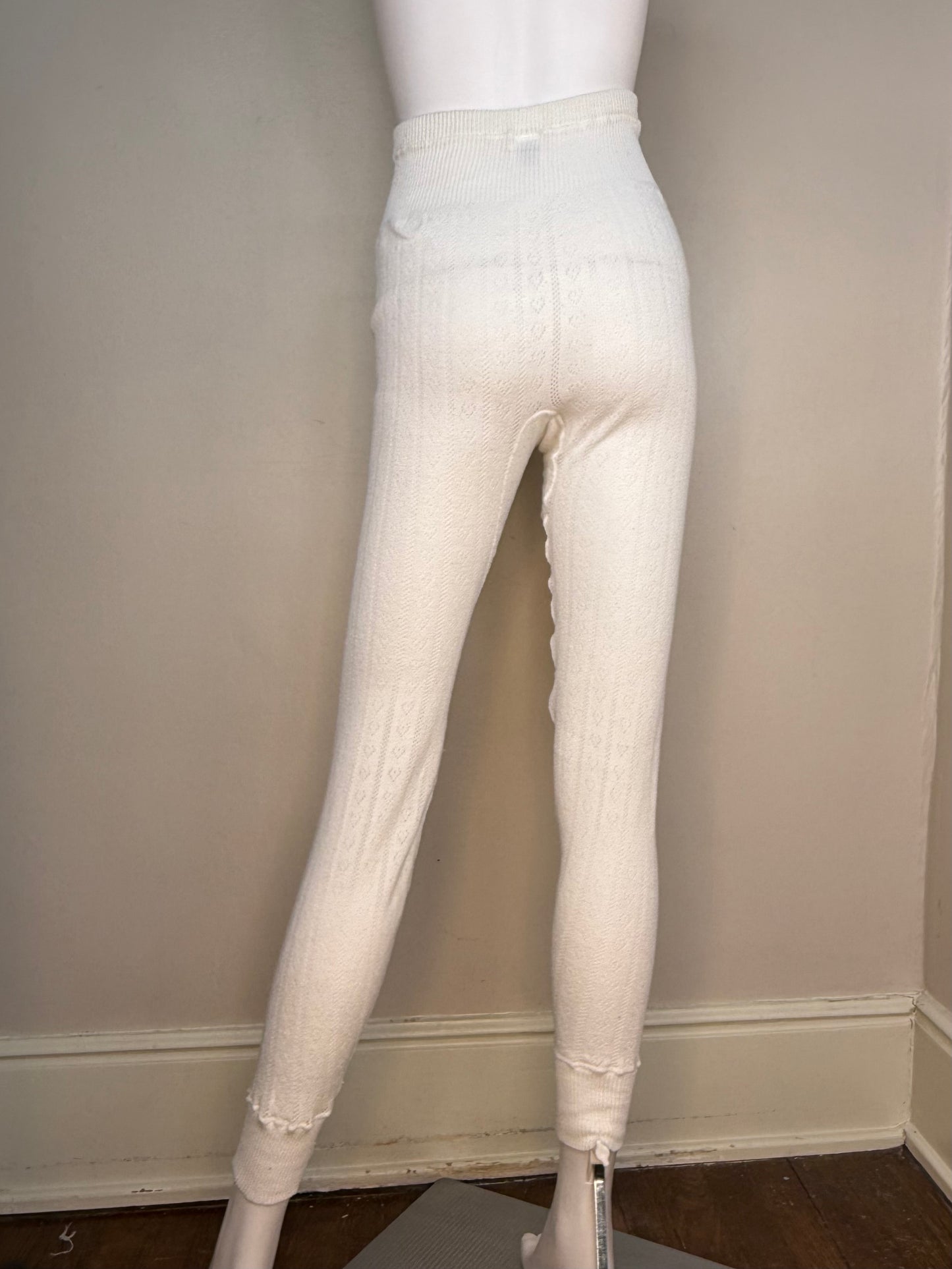 1980s White Pointelle Hearts Thermal Shirt and Pants Set, Duofold Thermax Size Medium, Long John Winter Underwear