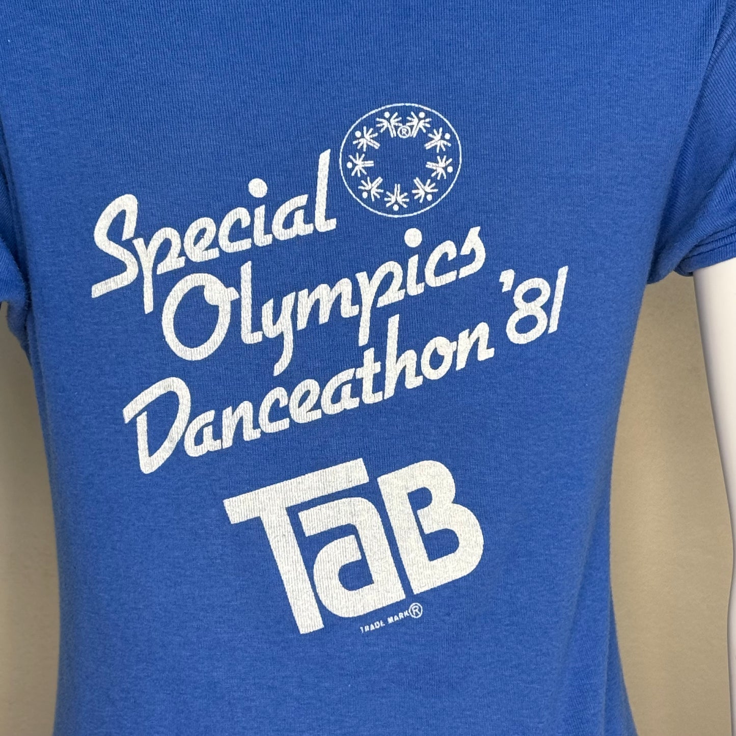 1980s Special Olympics Danceathon ‘81 Baby Doll T-Shirt, A Chance to Dance by Jacki Sorensen, Tab Cola, Hanes Designer Tee, French Cut, Femme