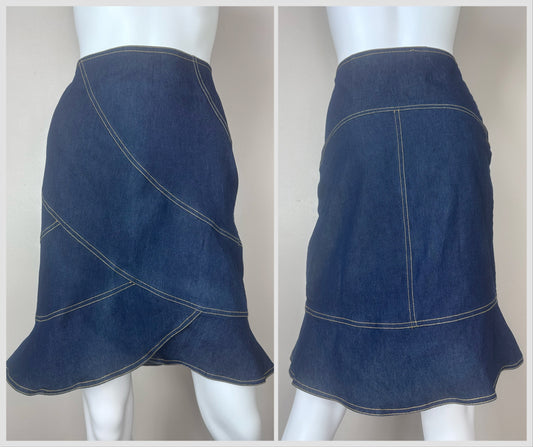 1990s/Y2K Betsey Johnson Denim Skirt, Size Small, Knee Length Mermaid