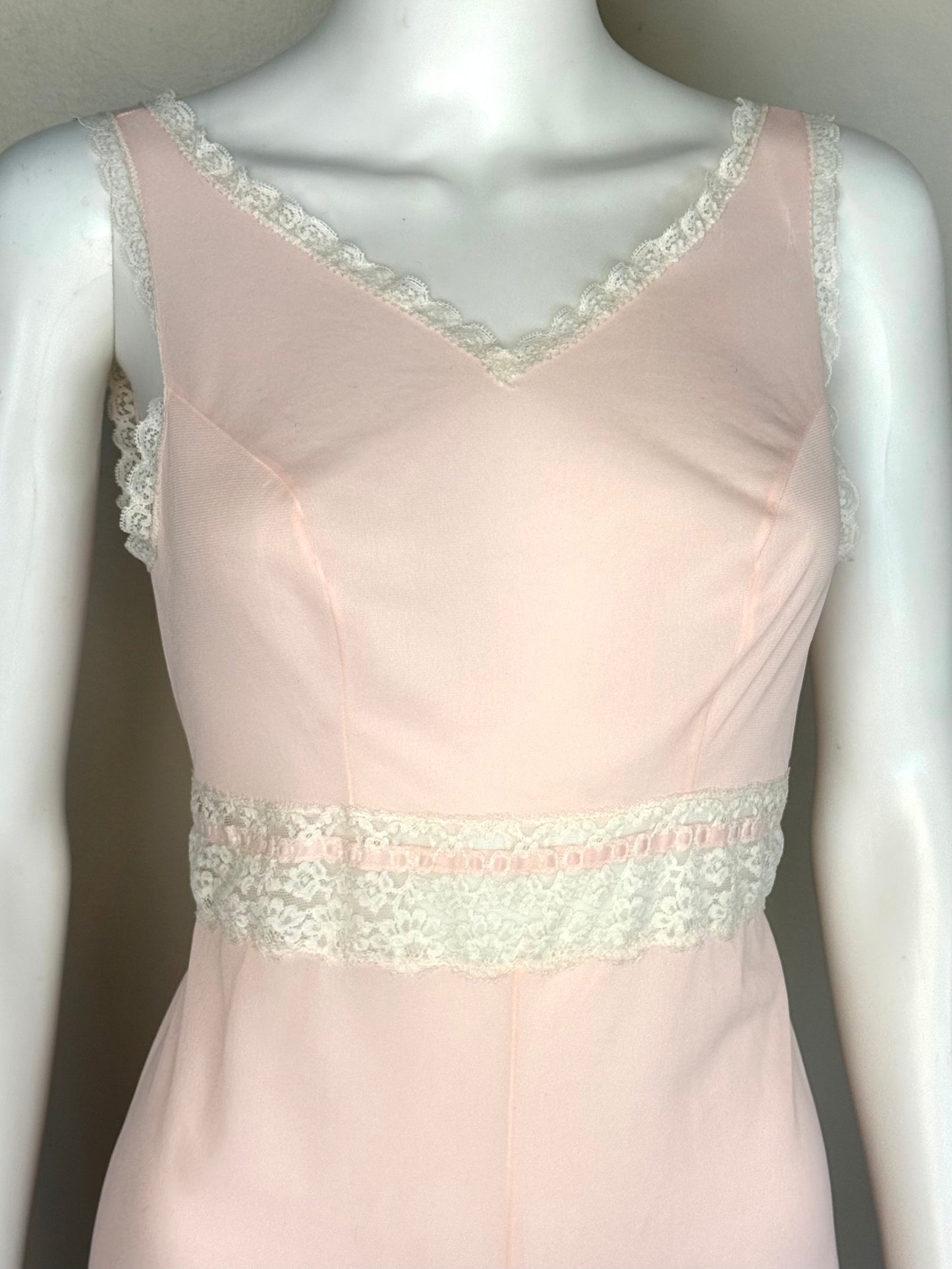 1960s Pastel Pink Lingerie Jumpsuit, Pembrooke Size Small, Loungewear, Pajamas