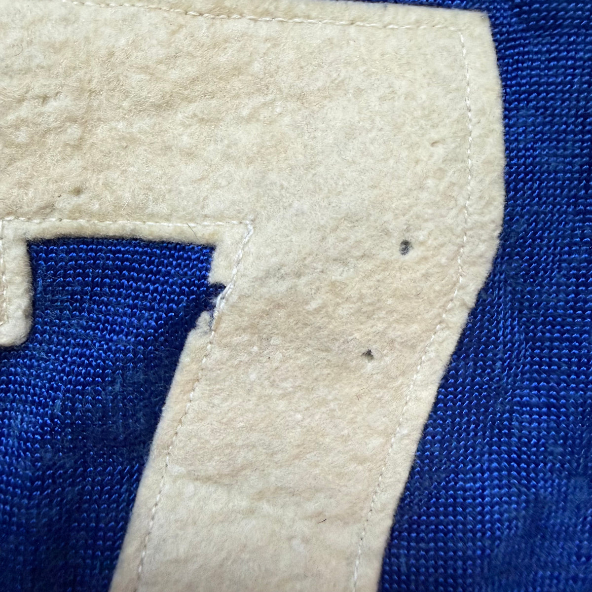 1940s Blue Durene Basketball Jersey, York Arms Co Sporting Goods Size XS, Felt No 7