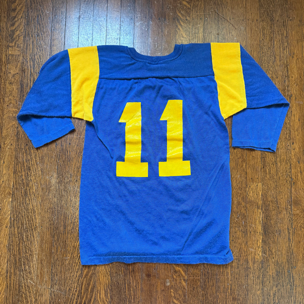 1970s Kids' Los Angeles Ram Jersey T-Shirt, Rawlings Size Youth Medium/Adult XS, Pat Haden No 11