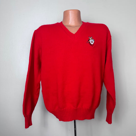 1980s Tony the Tiger Red V Neck Sweater, Wear-A-Knit Size Large, Kellogg’s Promo