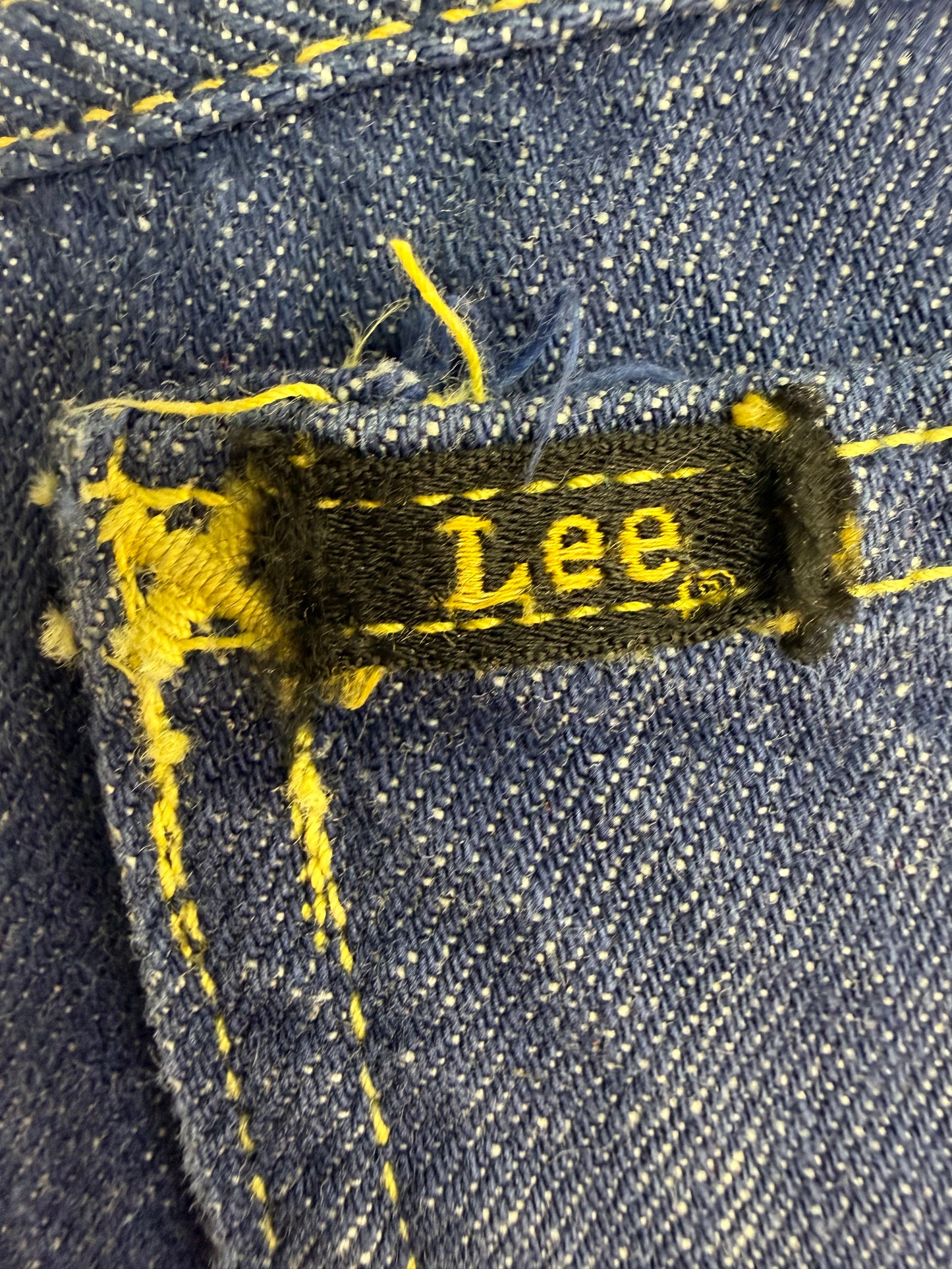 1960s Blue Jeans, Lady Lee Riders, 25.5"x29.5", Authentically Western Sanforized Cotton Blu-Fast Denim