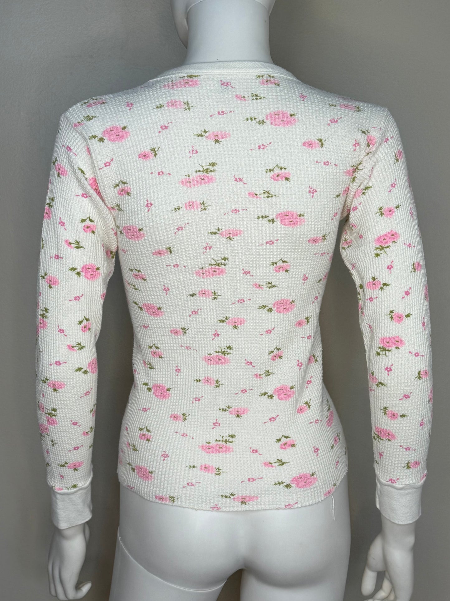 1970s/80s Floral Thermal Shirt and Pants Set, Sears Size S/M, Long John Winter Underwear