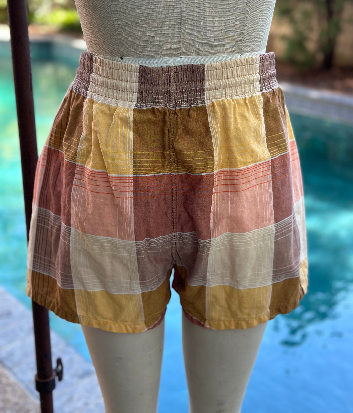 1950s Brown Plaid Swim Trunks, Jantzen Size Medium