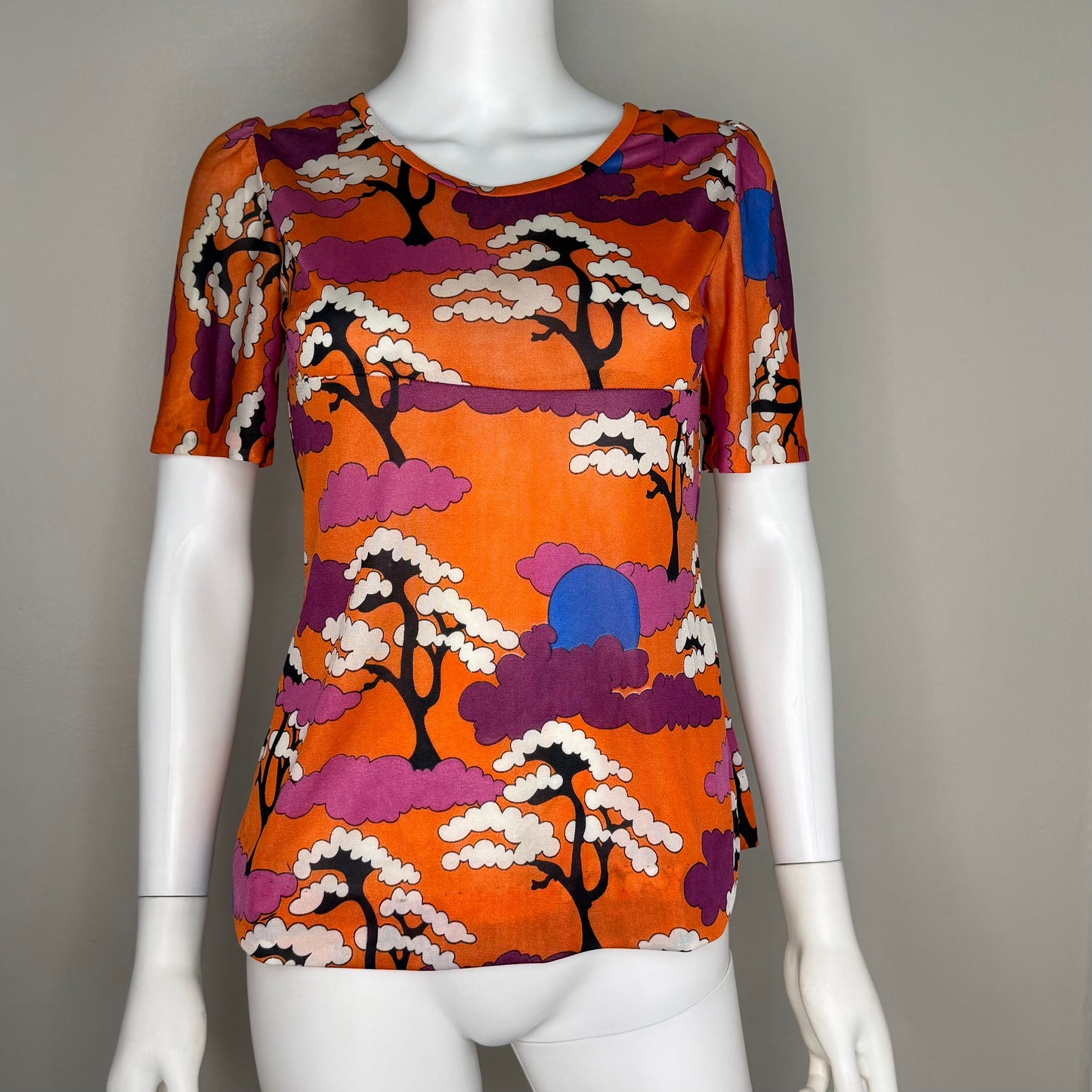 1970s Psychedelic Tree Print Women’s T-Shirt, Size X-Small
