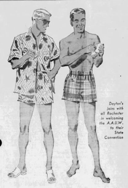 1950s Men’s Red Plaid Swim Trunks, McGregor Swim n Play Size Small, Cotton Swimsuit Shorts