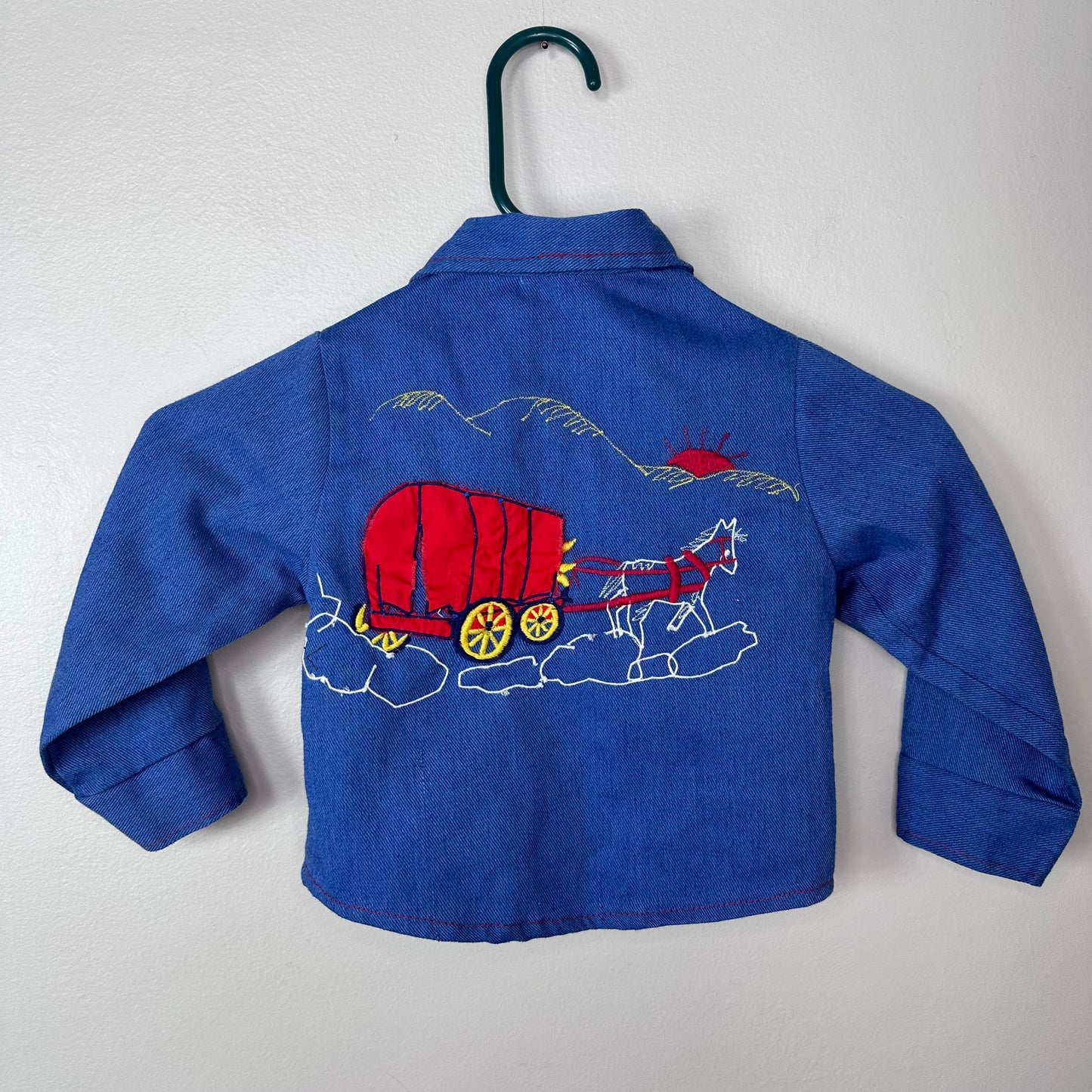 1970s Kids’ Denim Jacket with Prairie Appliqué and Embroidery, Size 3T