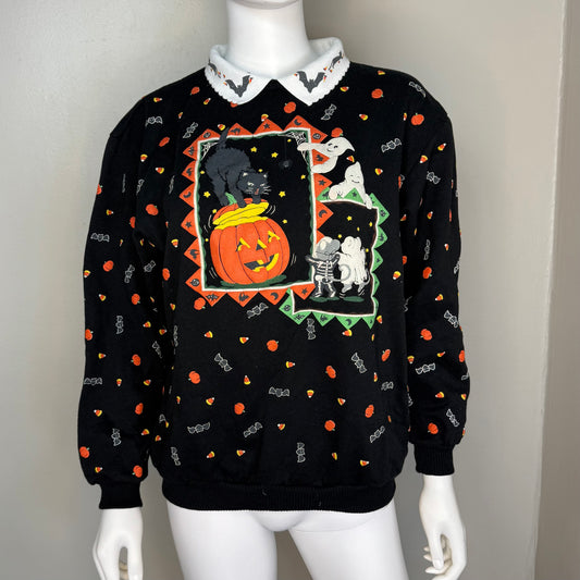 1980s/90s Halloween Sweatshirt, All Over Print, Spumoni Size Medium