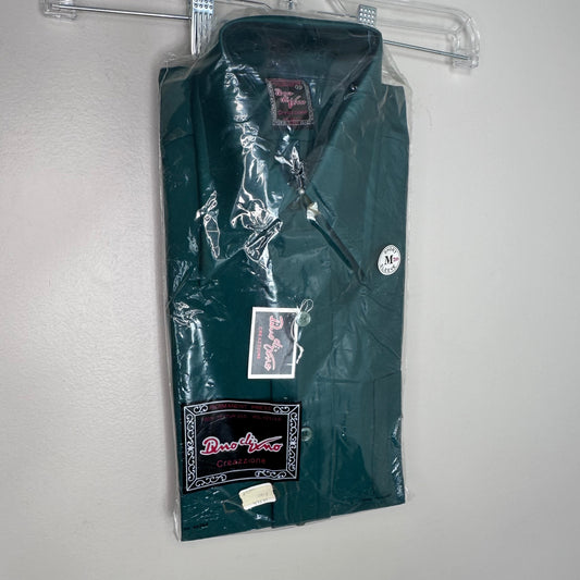 1970s New in Package Green Polyester Short Sleeve Shirt, Dino di Vino Size Medium
