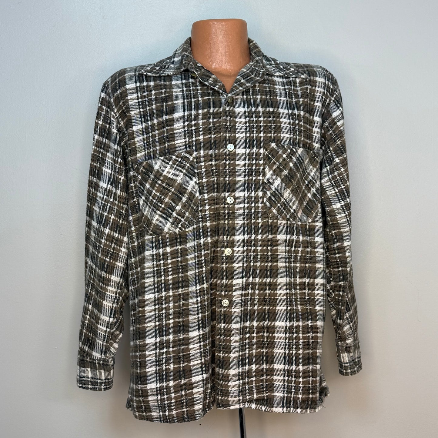 1970s Brown Cotton Flannel Shirt, Kings Road Shop Sears Size Large