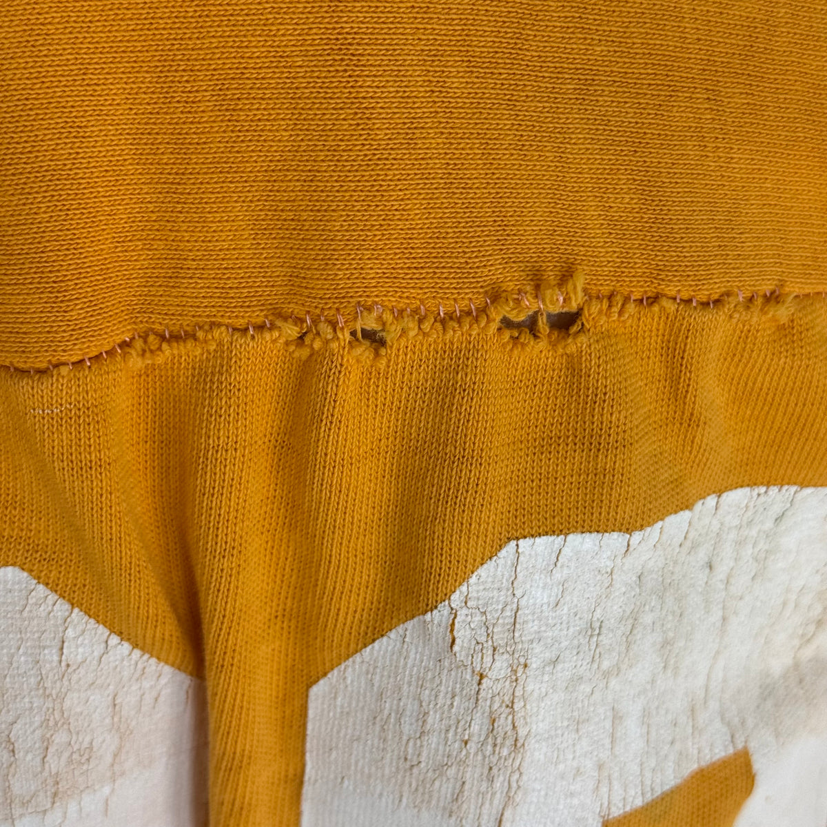 1960s Orange Cotton Jersey, Russell Athletic Size Large, No 22, Distressed