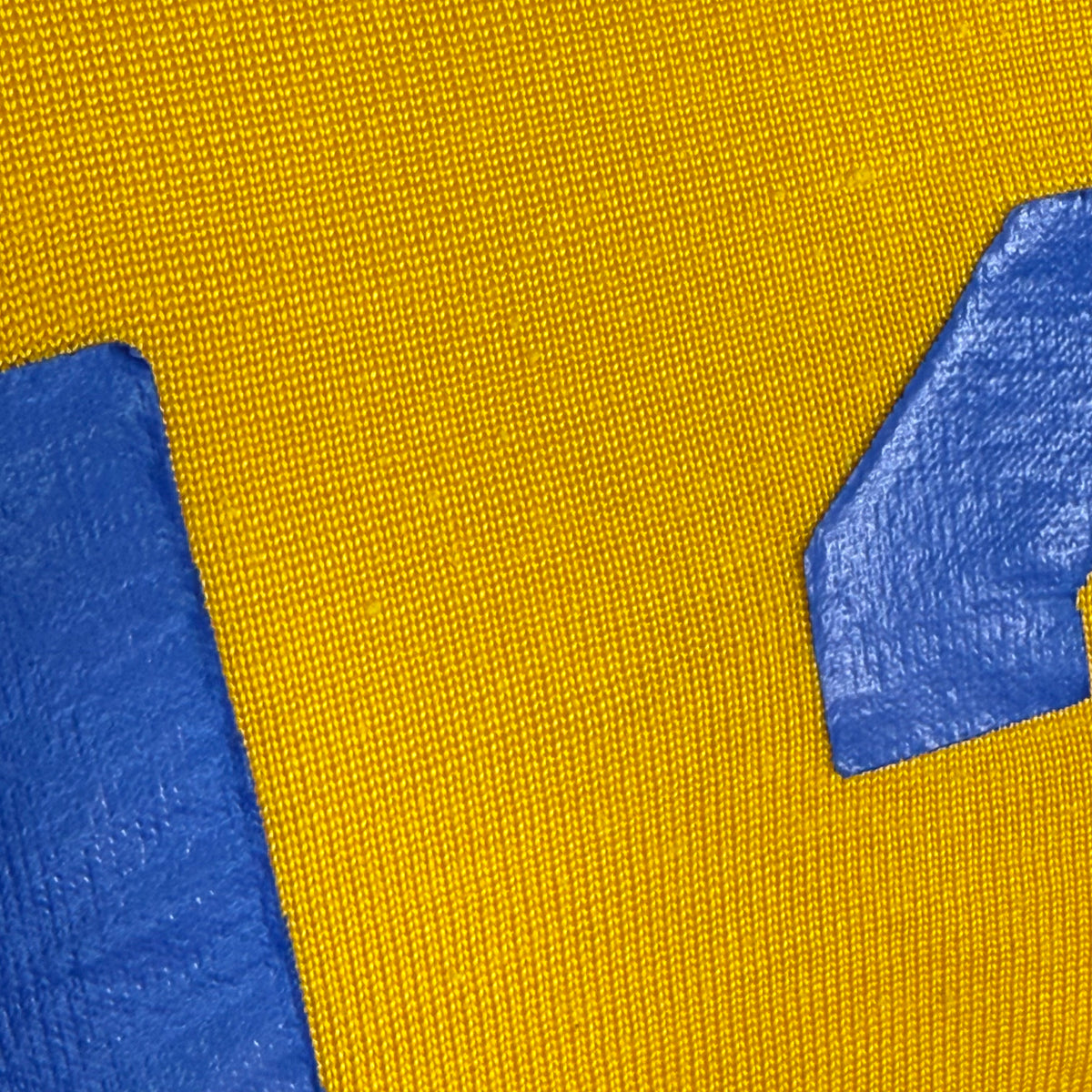 1960s/70s Kids’ Yellow and Blue Durene Jersey T-Shirt Youth Medium, No 43, Distressed