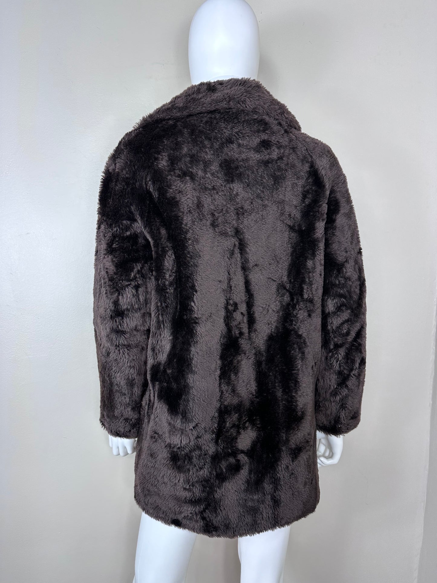 1970s Chocolate Brown Faux Fur Coat, Rivoli Size Medium