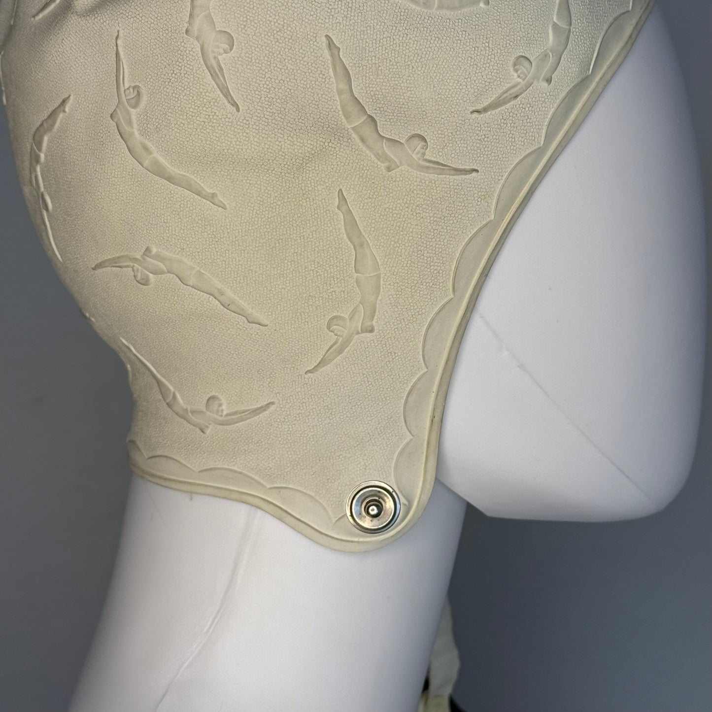 1950s/60s Swim Cap with Chin Strap, Diving Belle by Jantzen, Embossed Diving Girl