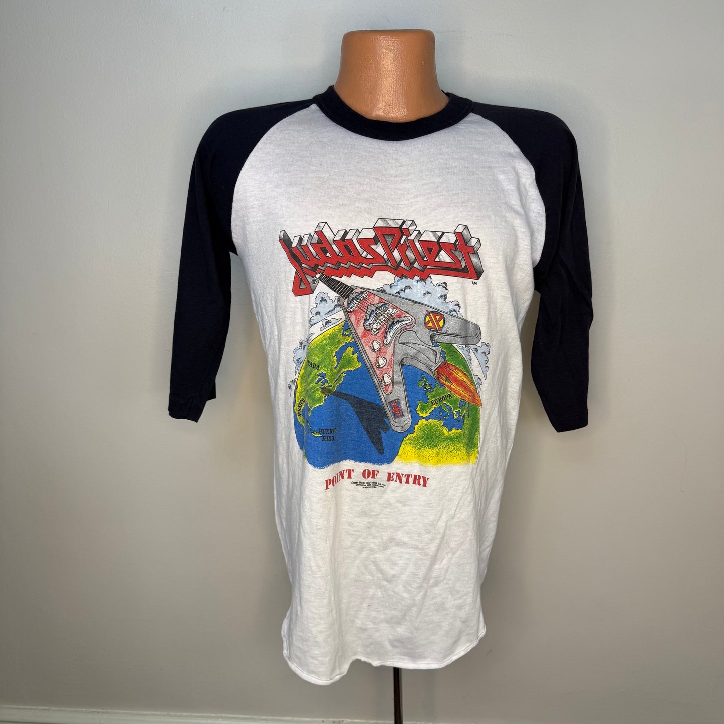 1980s Judas Priest Concert Tour T-Shirt, World Wide Blitz 1981, Size Large