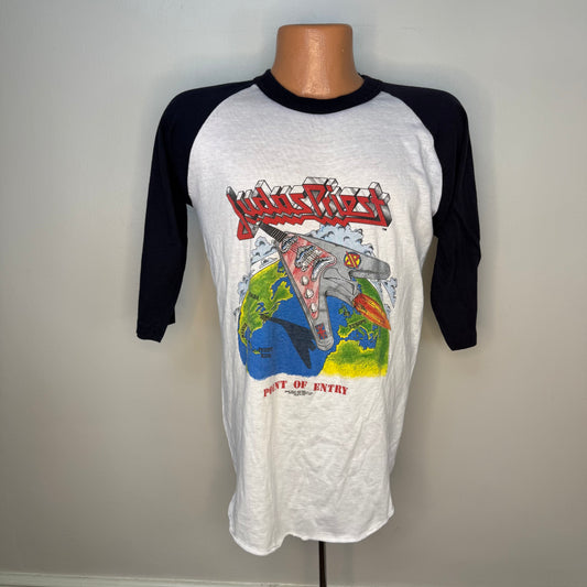 1980s Judas Priest Concert Tour T-Shirt, World Wide Blitz 1981, Size Large
