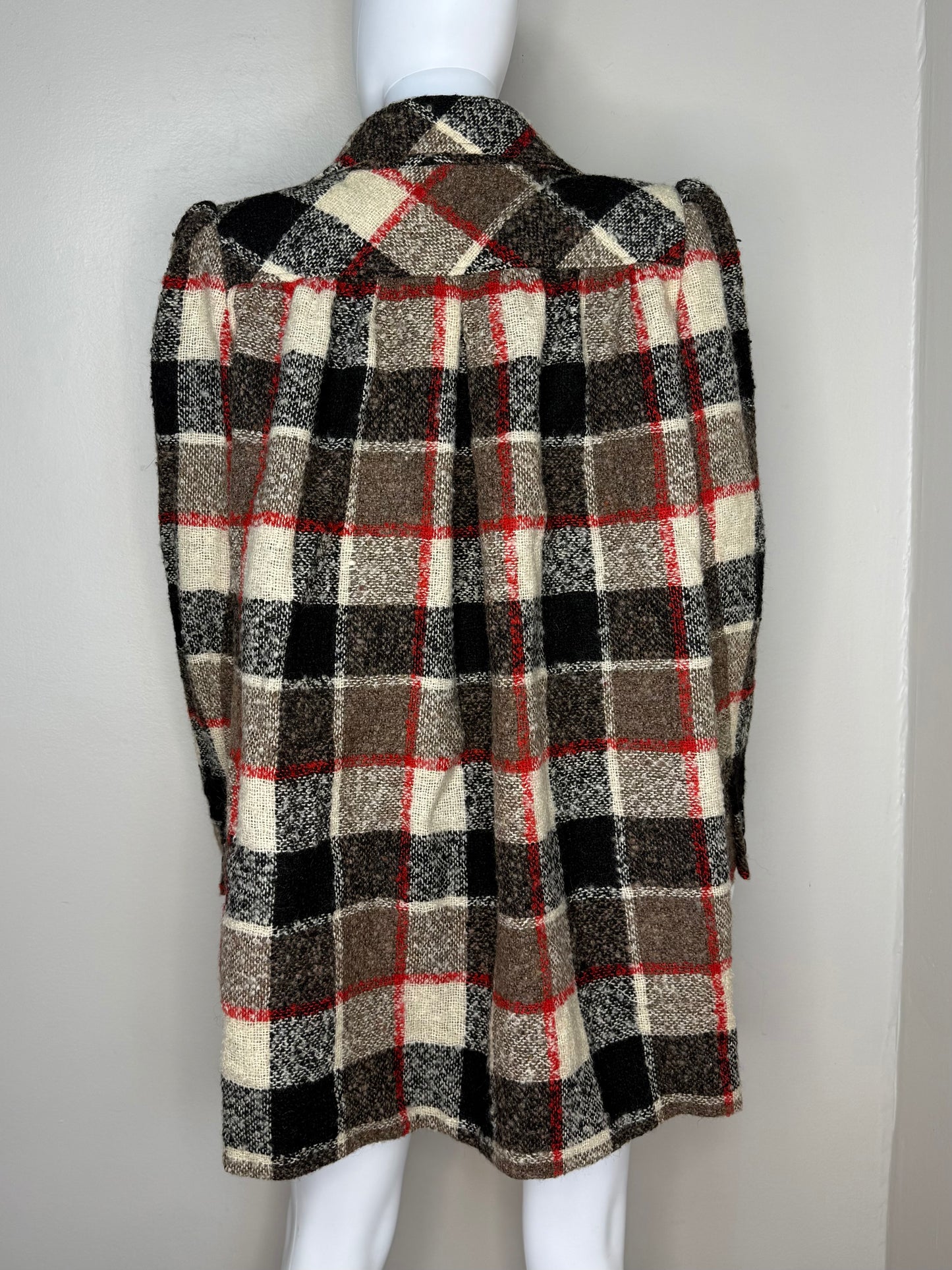 1970s/80s Plaid Boucle Coat, Adolph Schuman for Lilli Ann Size Large, 70s does 40s