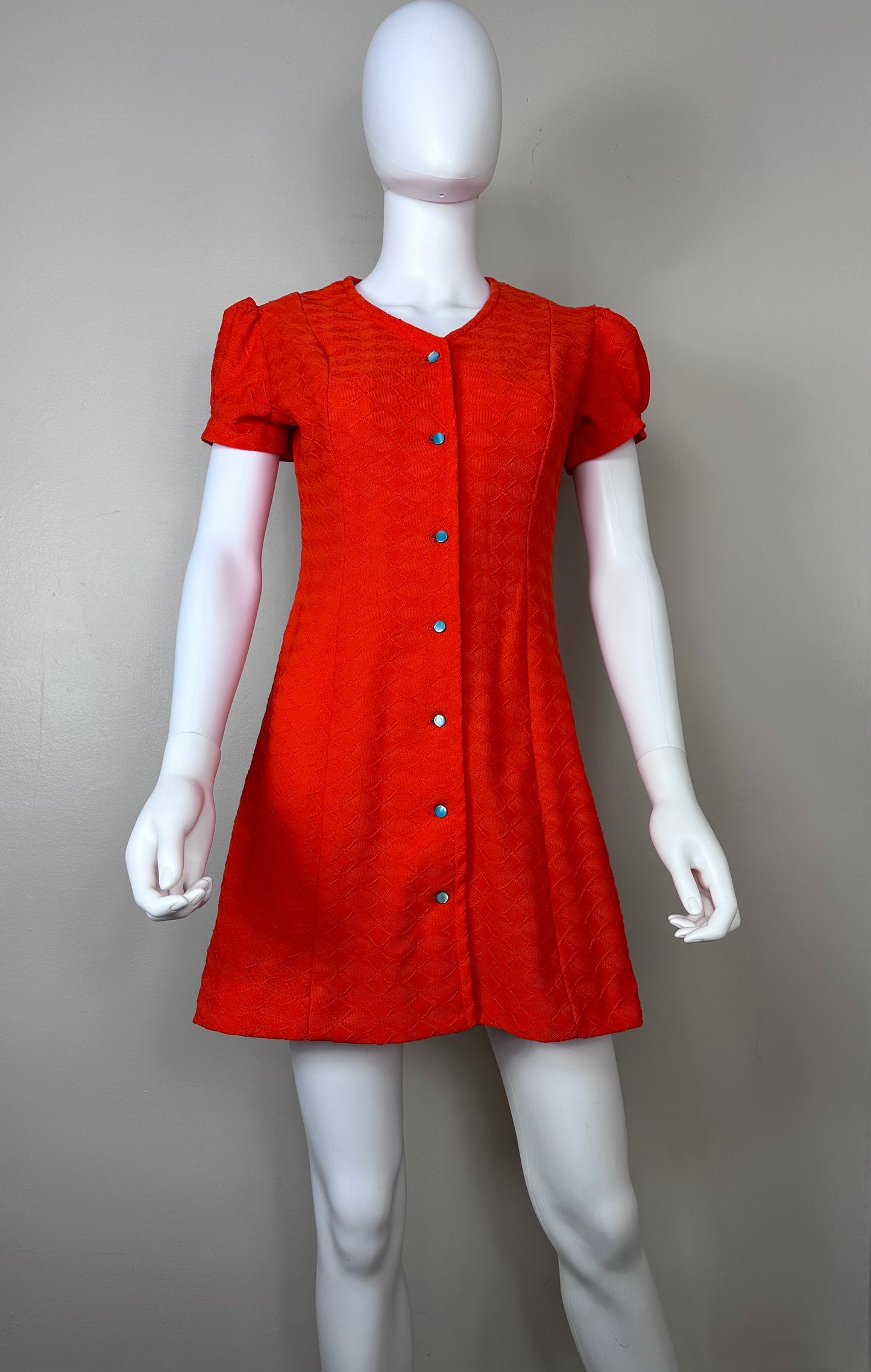 1960s/70s Bright Orange Mini Dress, The Colleger Size Medium