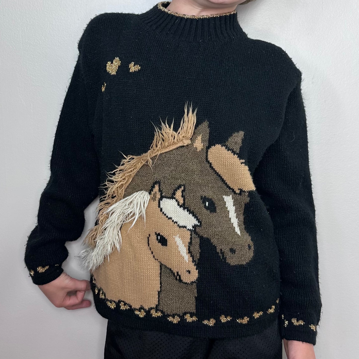 1980s Horse Sweater, Heartworks Size Youth Medium/Adult XS