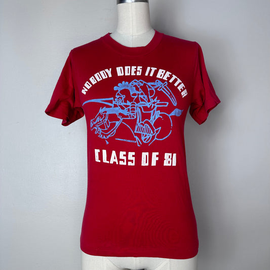 1980s Nobody Does It Better Class of 81 T-Shirt, Sportswear Size X-Small, Knights