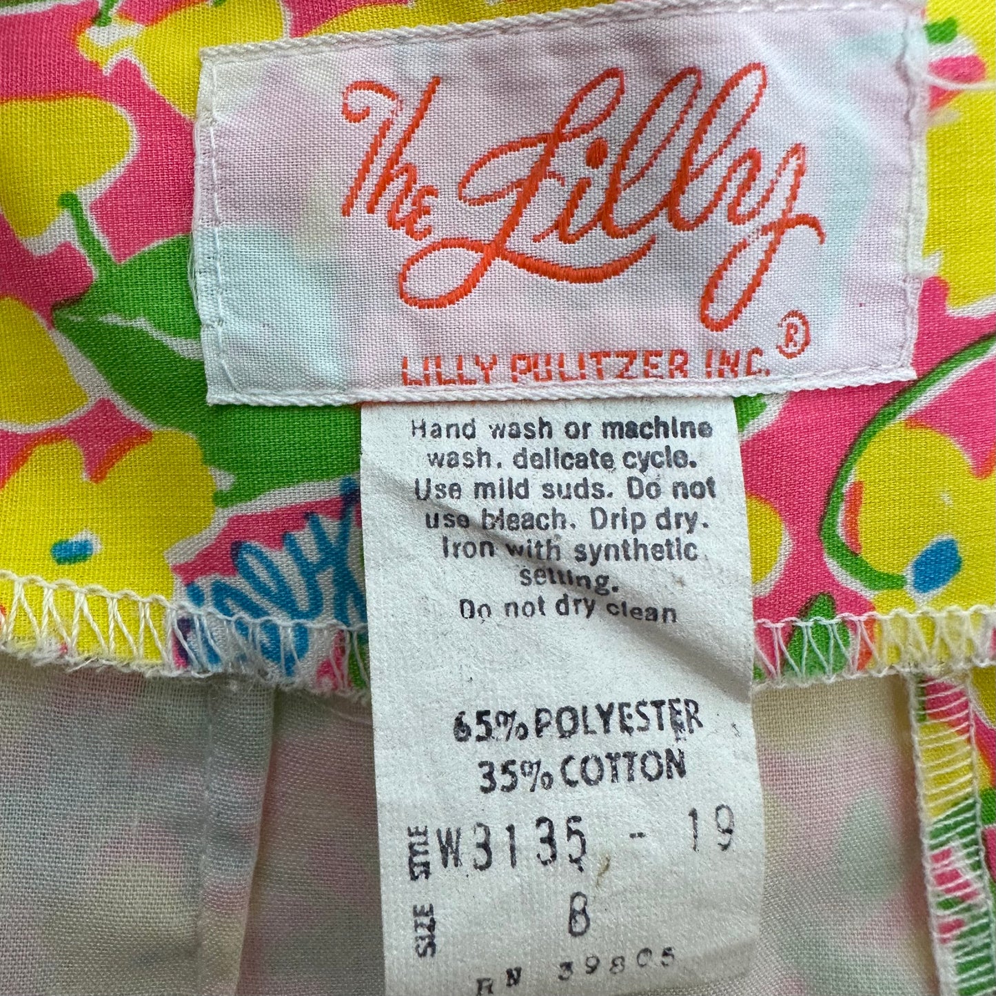 1970s The Lilly Yellow and Pink Floral Skirt, Lilly Pulitzer Size XS/S