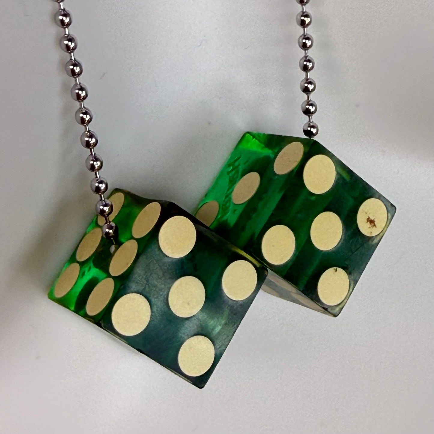 Vintage Dice Necklace, Harrah’s Joliet Casino, Translucent Green